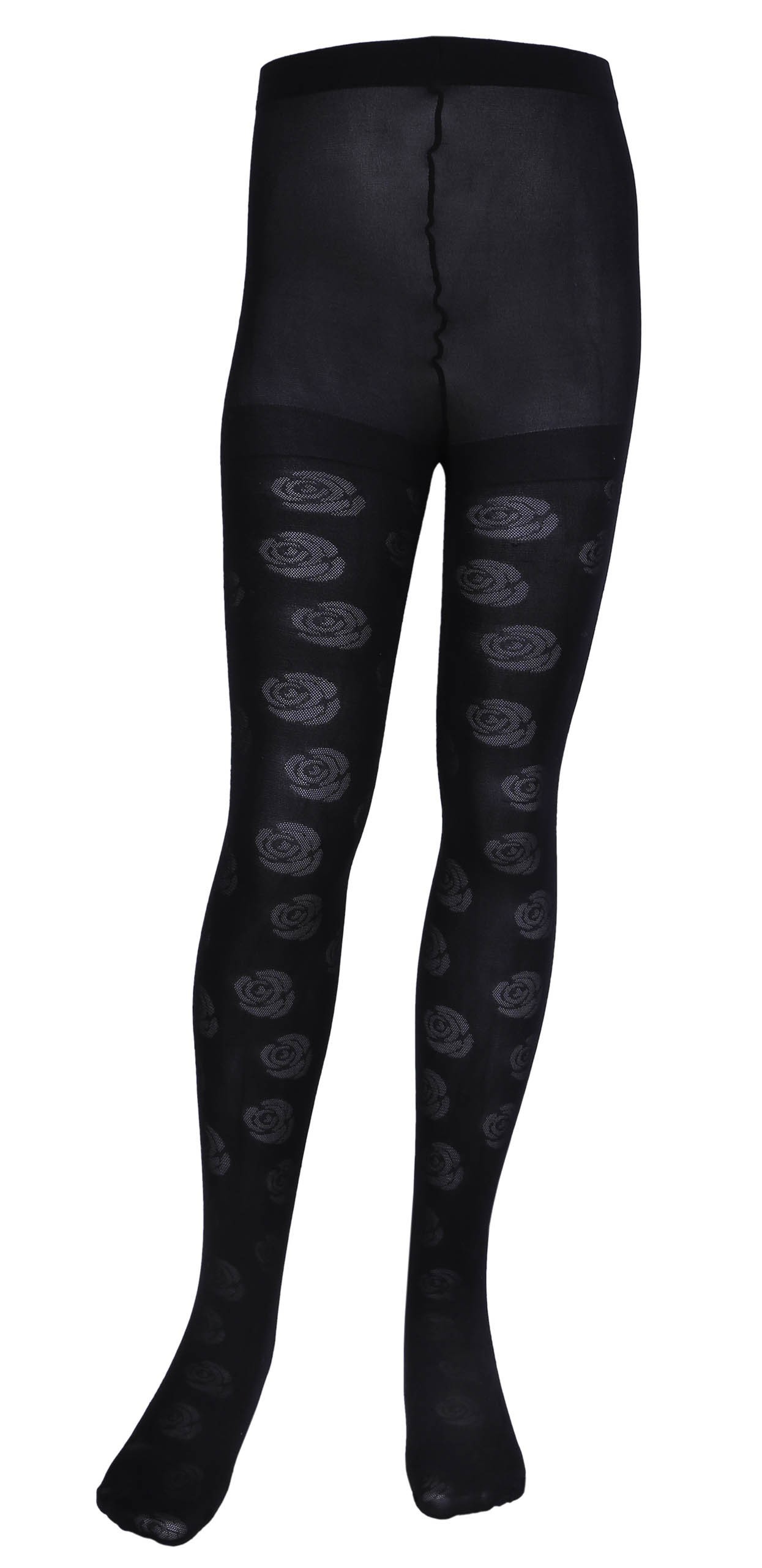 2x Czarne rajstopy w róże