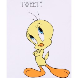 Zwariowane Melodie Tweety biało-szara piżama dziewczęca na krótki rękaw, letnia piżama