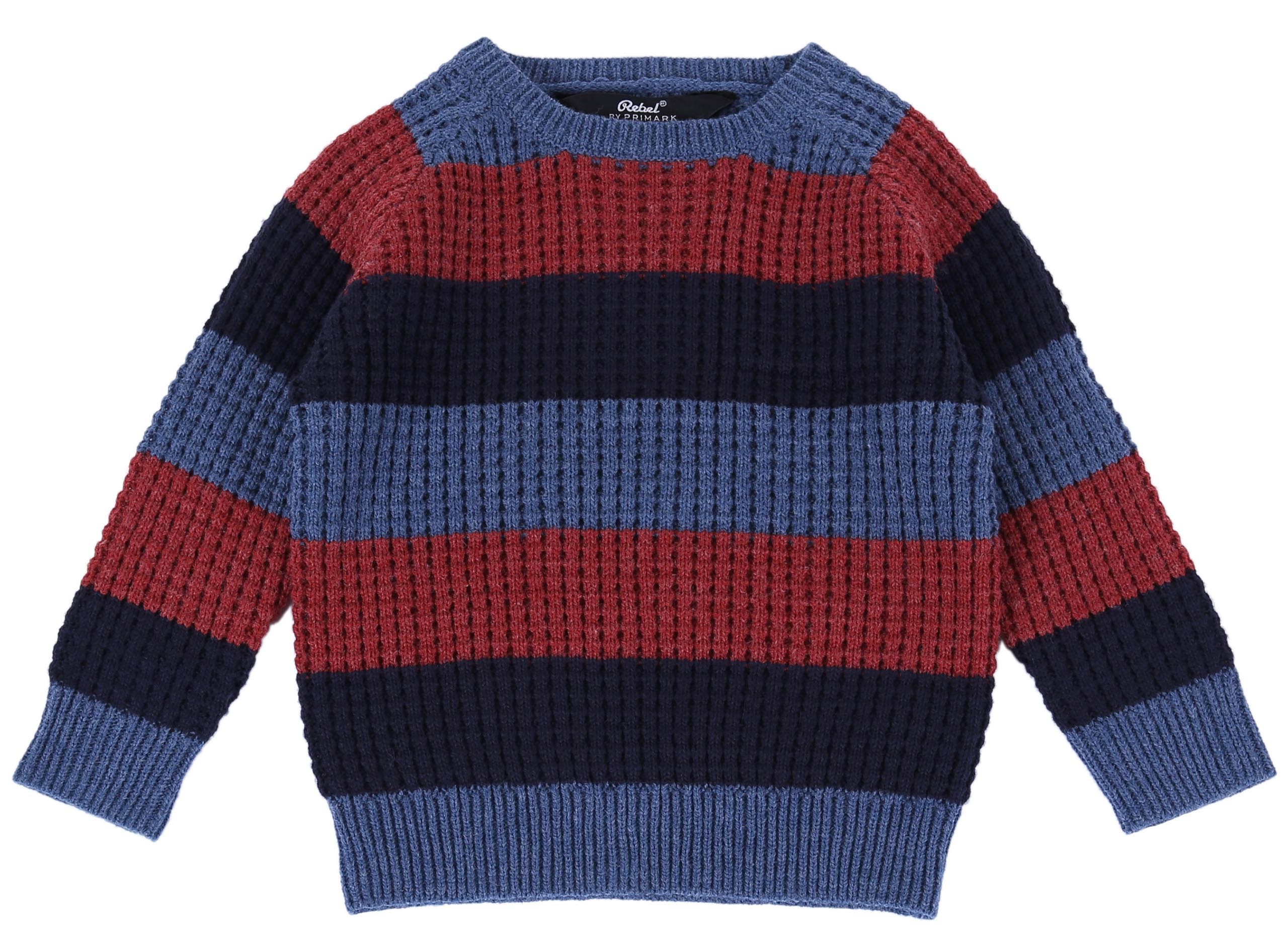 Niebiesko-bordowy sweterek