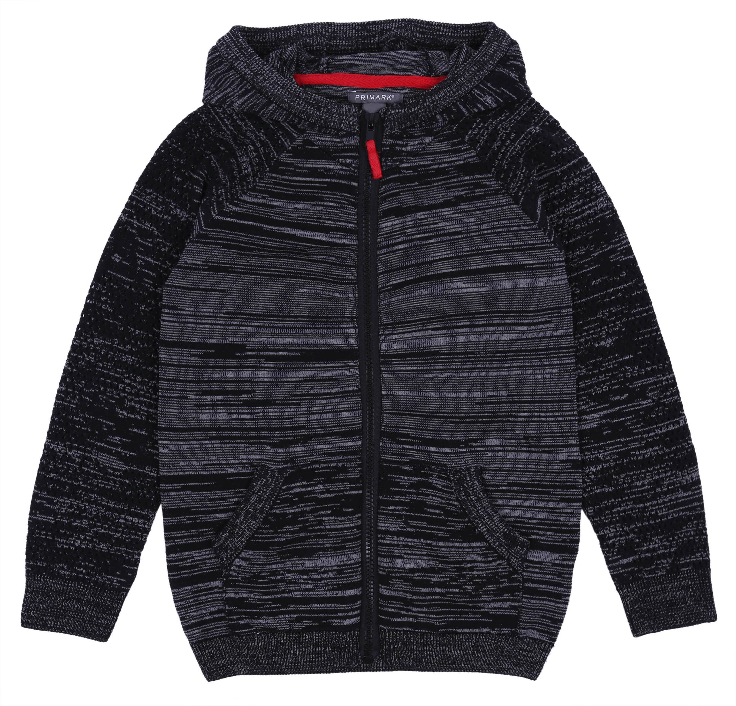 Szaro-czarny sweter z kapturem