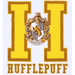 Biała koszulka, t-shirt z żółtym nadrukiem Hufflepuff HARRY POTTER