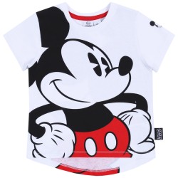 Biała, chłopięca koszulka / t-shirt z dłuższym tyłem Myszka Mickey DISNEY