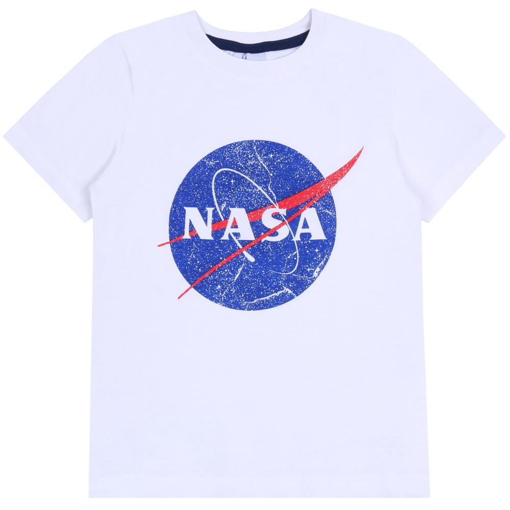 Biały, chłopięcy t-shirt z logo NASA