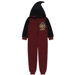 Harry Potter Piżama jednoczęściowa/kombinezon chłopięcy, czarny, bordowy, z kapturem, onesie