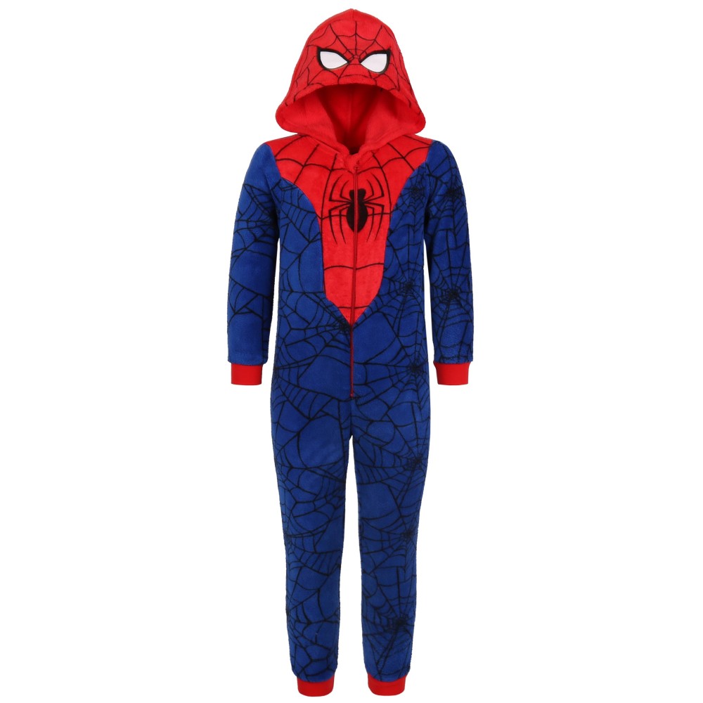 Spider-man MARVEL Granatowo-czerwona, polarowa piżama jednoczęściowa, dziecięce onesie z kapturem, OEKO-TEX