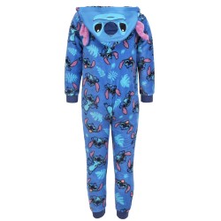 Stitch Disney Niebieska, polarowa piżama jednoczęściowa, dziecięce onesie z kapturem, OEKO-TEX