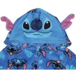 Stitch Disney Niebieska, polarowa piżama jednoczęściowa, dziecięce onesie z kapturem, OEKO-TEX