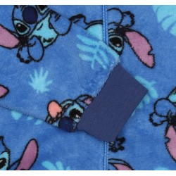 Stitch Disney Niebieska, polarowa piżama jednoczęściowa, dziecięce onesie z kapturem, OEKO-TEX