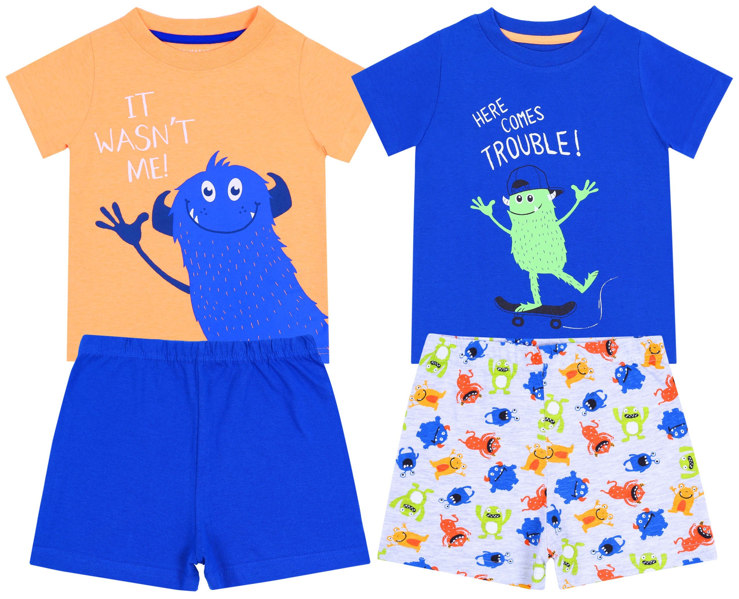 2x Niebieska piżama w potworki