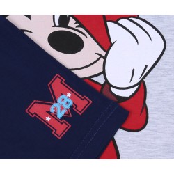 Szaro-granatowa, chłopięca piżama z krótkim rękawkiem Myszka Mickey