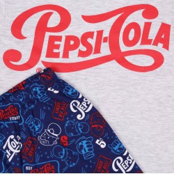 Szaro-niebieska, dwuczęściowa piżamka z nadrukiem PEPSI-COLA