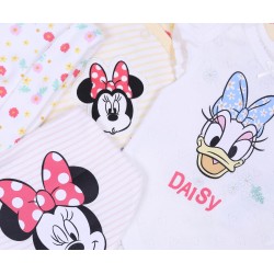 Żółto-biały komplet niemowlęcy w kwiatki i paski Minnie, Daisy DISNEY