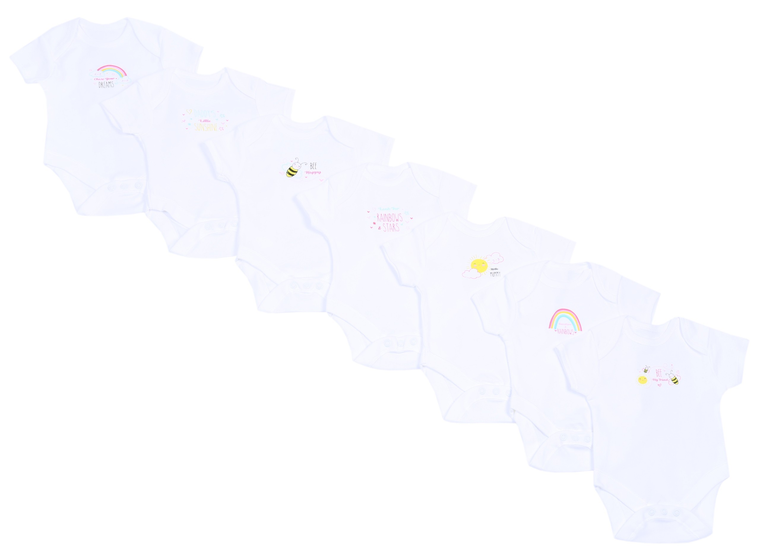7 x Białe body w tęcze i...
