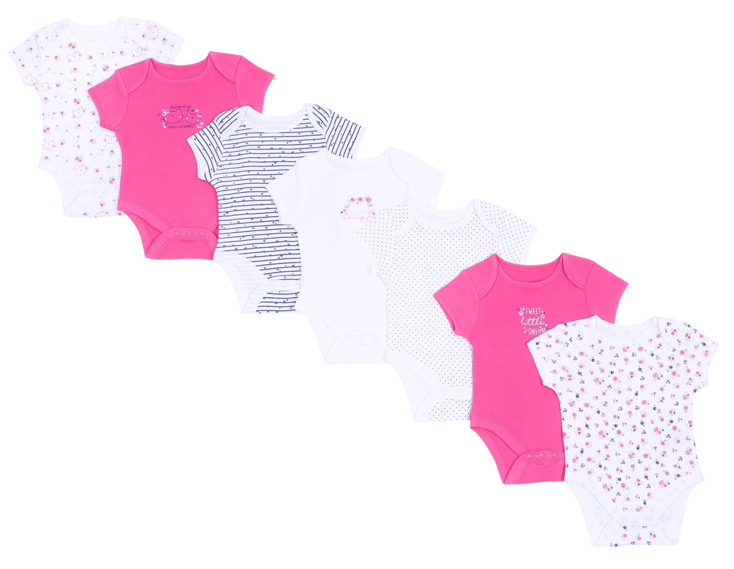 7 x Różowe body w kotki