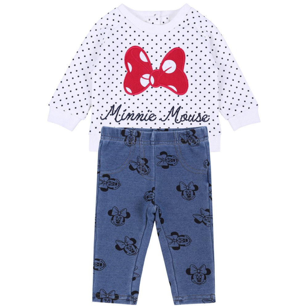 Kremowa bluza w kropki+getry MINNIE Disney