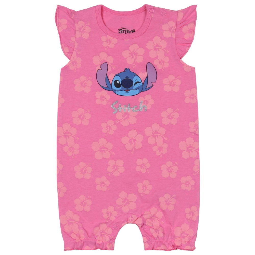 STITCH Disney Rampers niemowlęcy różowy, bawełniany