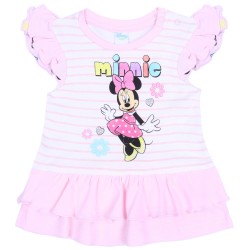 Różowa tunika niemowlęca w paski + spodenki z kokardką Myszka Minnie Disney