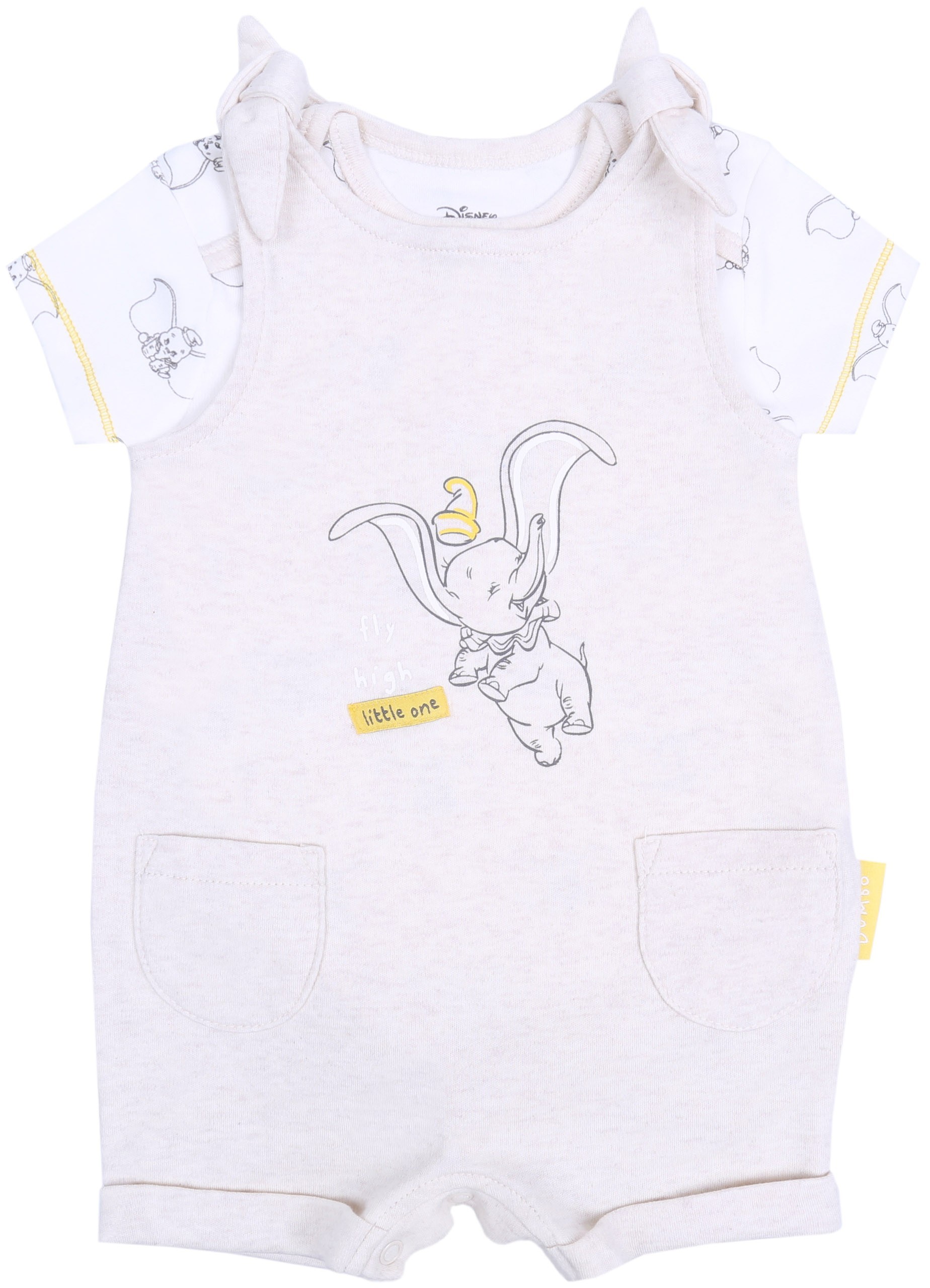 Beżowo-melanżowy rampers +...