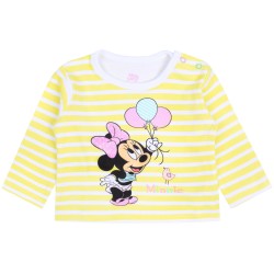 Żółta, niemowlęca bluzeczka z długim rękawem w paski Minnie Disney