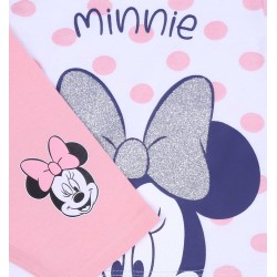 Biało-morelowy komplet niemowlęcy w kropki, koszulka + spodenki Myszka Minnie Disney