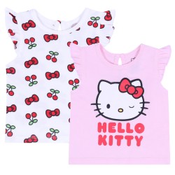 2 x Różowo-biała bluzeczka Hello Kitty