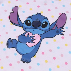 Disney Stitch Biało-różowy, bawełniany komplet niemowlęcy w kropki, koszulka+ spodenki