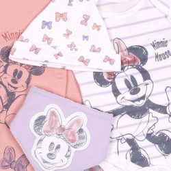 Różowo-fioletowy komplet niemowlęcy Myszka Minnie DISNEY, certyfikat OEKO-TEX