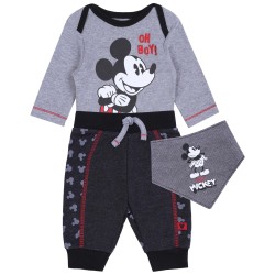 Ciemnoszare body + spodnie + śliniak Myszka Mickey Disney