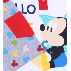 Biało-szary, letni komplet niemowlęcy: koszulka polo + spodenki Myszka Mickey Disney