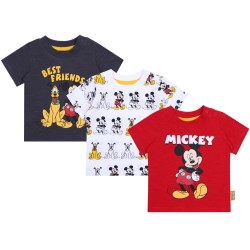 3x Szaro-biało-czerwone koszulki Myszka Mickey DISNEY