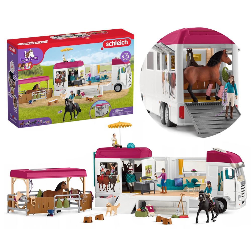 Schleich Horse Club - Samochód do transportu koni, transporter koni + akcesoria 5+