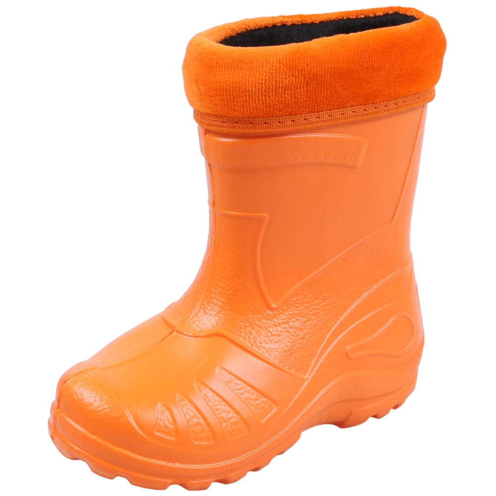 Orangefarbene, gefütterte Kinder-Gummistiefel KOLMAX