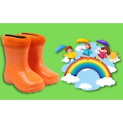 Orangefarbene, gefütterte Kinder-Gummistiefel KOLMAX