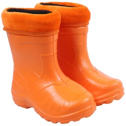 Orangefarbene, gefütterte Kinder-Gummistiefel KOLMAX