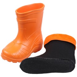 Orangefarbene, gefütterte Kinder-Gummistiefel KOLMAX