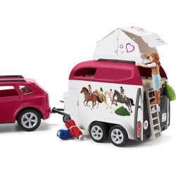 Schleich Horse Club - Samochód z przyczepą dla konia, zestaw figurek dla dzieci 5+