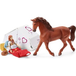 Schleich Horse Club - Samochód z przyczepą dla konia, zestaw figurek dla dzieci 5+