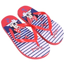 Czerwono-niebieskie japonki w paski Minnie Disney