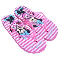 Różowo-białe japonki w paski Myszka Minnie Disney