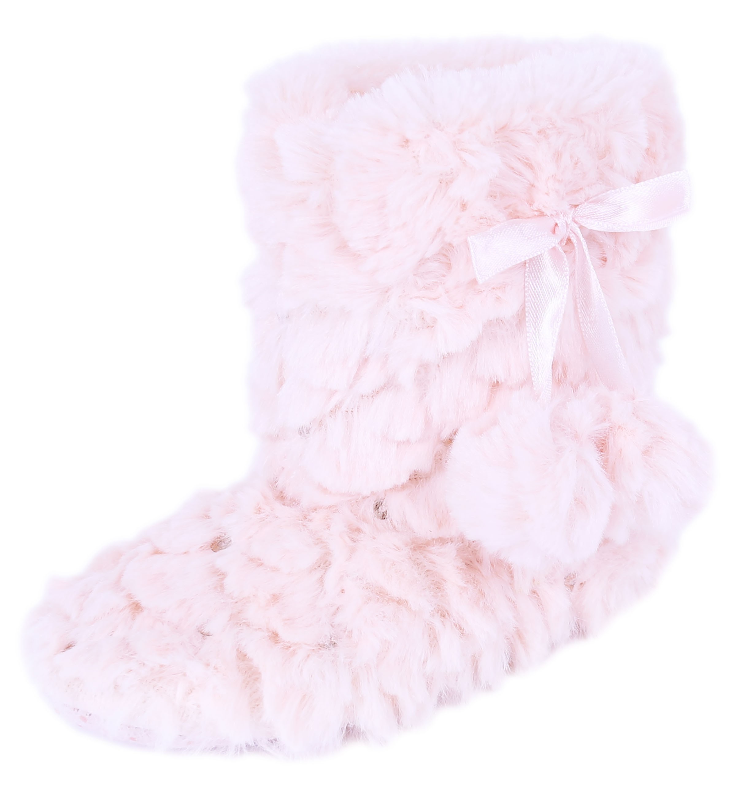 Jasnoróżowe kapcie z pomponami