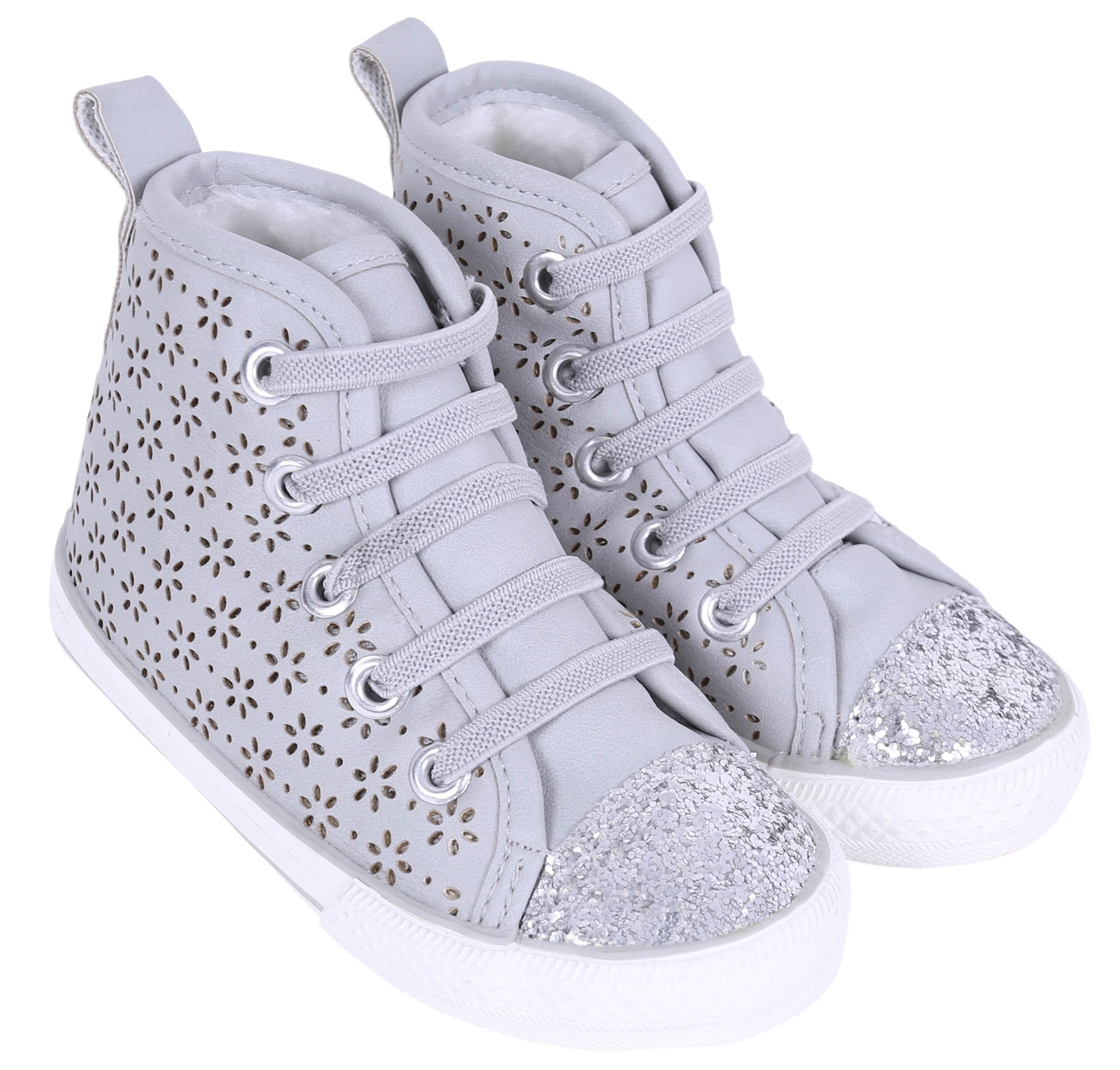 Szare, brokatowe tenisówki