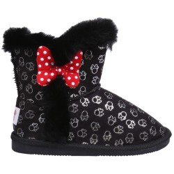 Czarne, zimowe buty w stylu EMU z grafiką Minnie