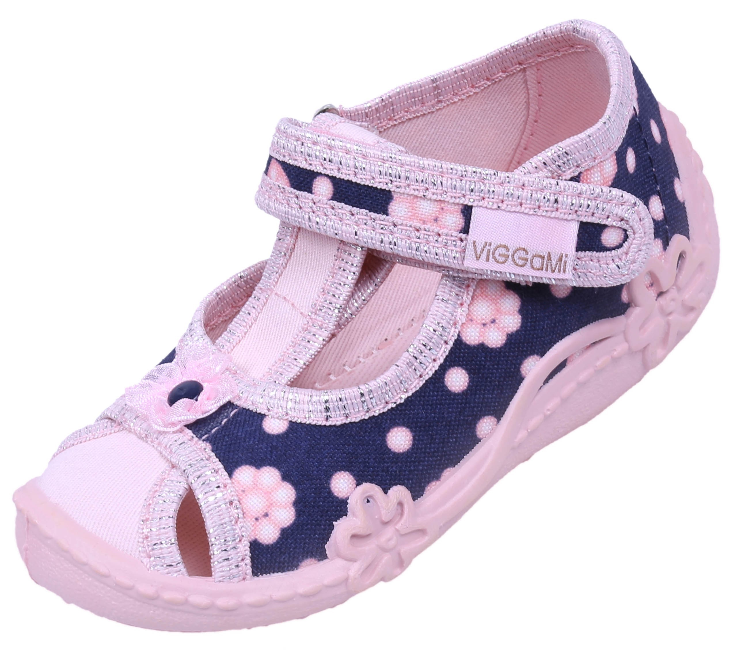 Różowo-granatowe sandałki,...