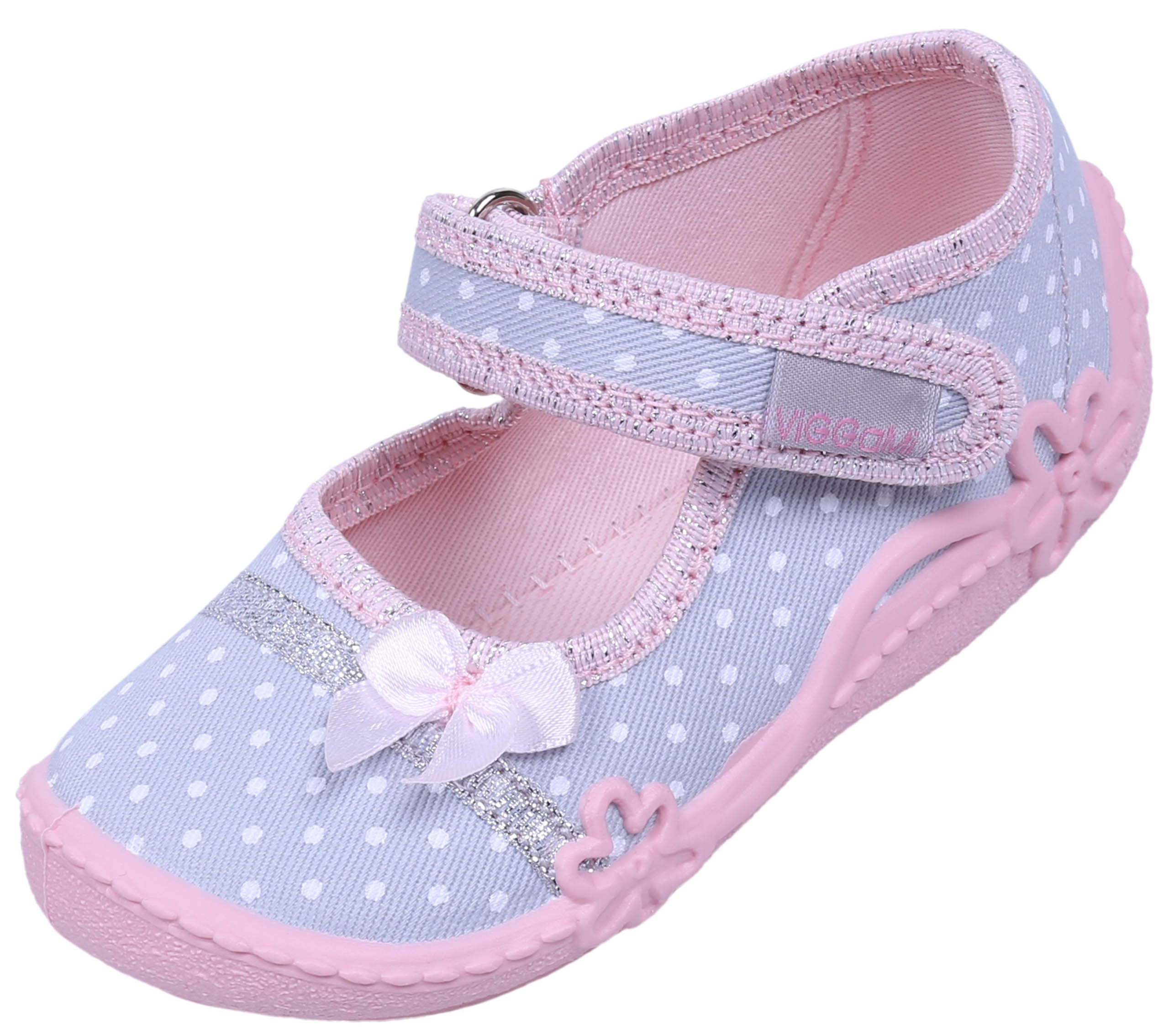 Różowo-szare buciki, kapcie...