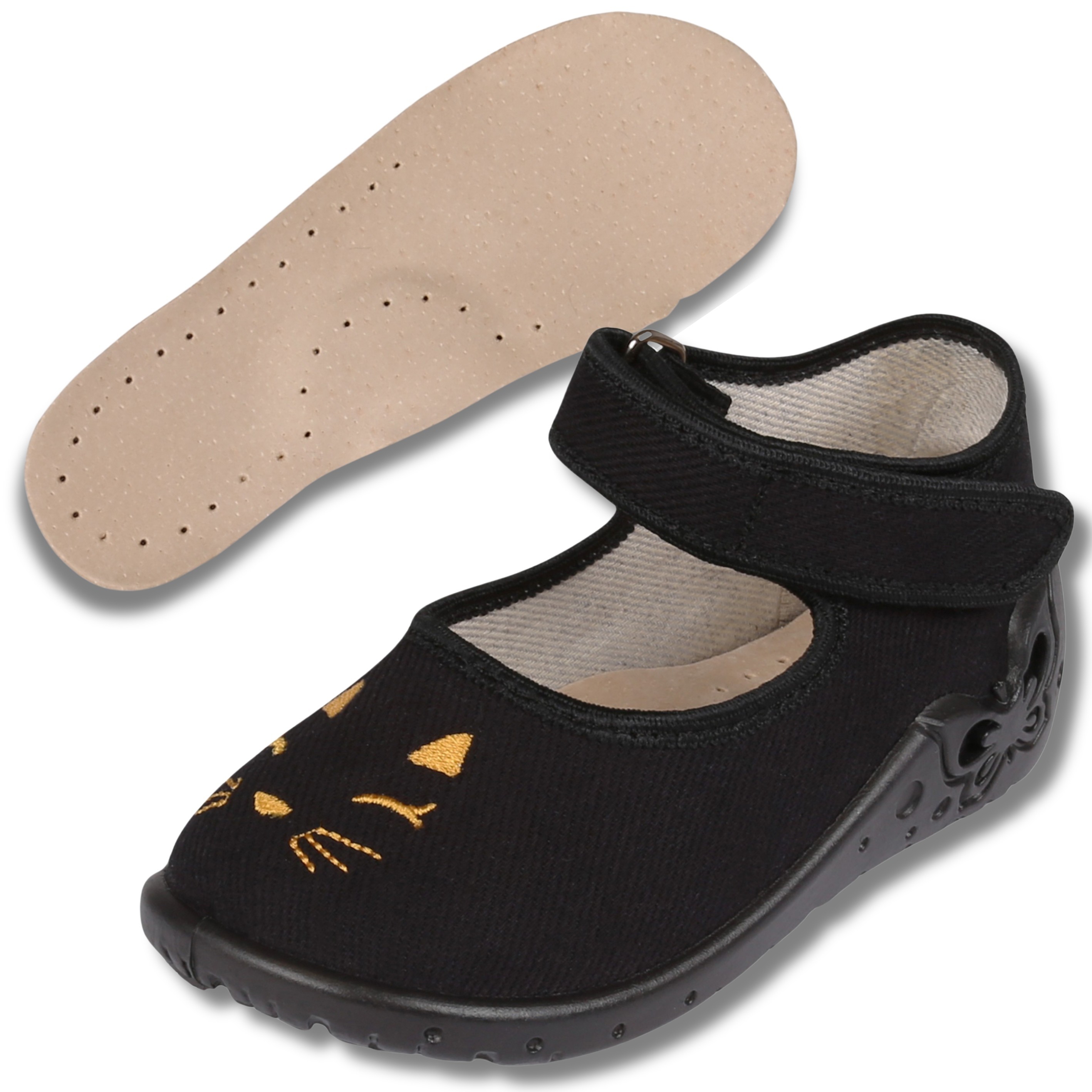 Czarne kapcie dziecięce ze...