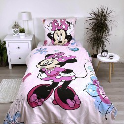 Disney Myszka Minnie Różowy komplet pościeli, bawełniana pościel na zamek 160x200 cm, Oeko-Tex