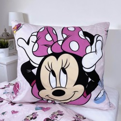 Disney Myszka Minnie Różowy komplet pościeli, bawełniana pościel na zamek 160x200 cm, Oeko-Tex