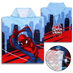 MARVEL SpiderMan Dziecięcy ręcznik, poncho z kapturem dla chłopca 50x115 cm OEKO-TEX