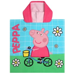 Świnka Peppa Dziecięcy ręcznik, poncho z kapturem dla dziewczynki 55x110 cm OEKO-TEX