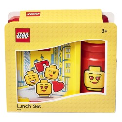 Czerwono-żółty zestaw lunch box/śniadaniówka i bidon 390ml LEGO Girl